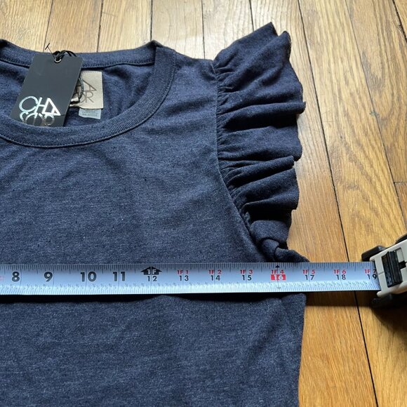 Chaser Size M Sailboat Blue Flutter Sleeve Hi Low Shirttail Shift Mini Dress NWT - Picture 8 of 13